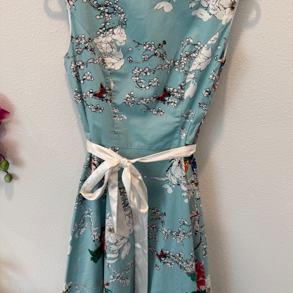 GARDENWEED Women’s Sleeveless fit & flare Party Dress, Aqua Floral Print Size M - Picture 2 of 16